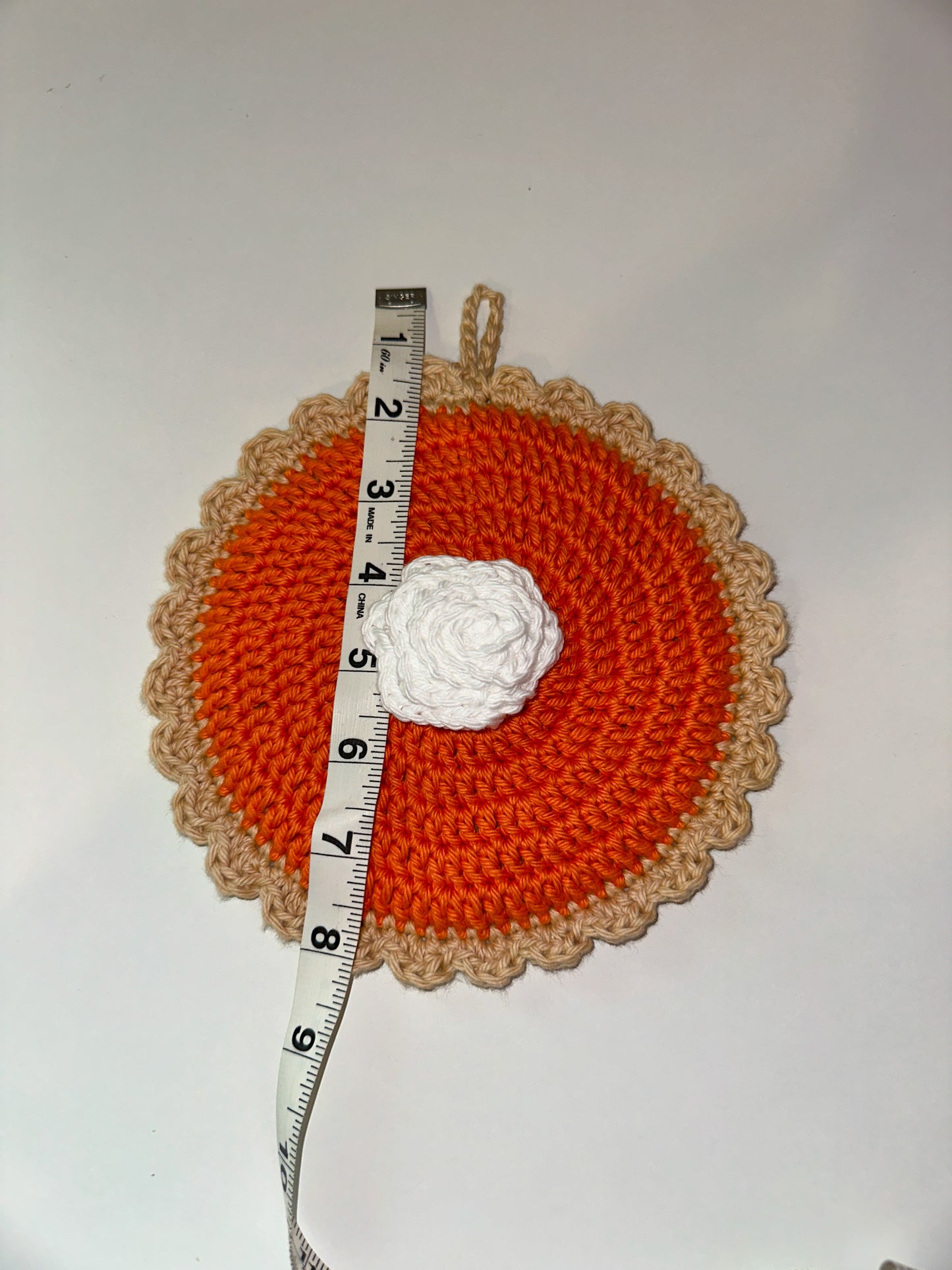 Crochet pumpkin pie pot holder (100% cotton)