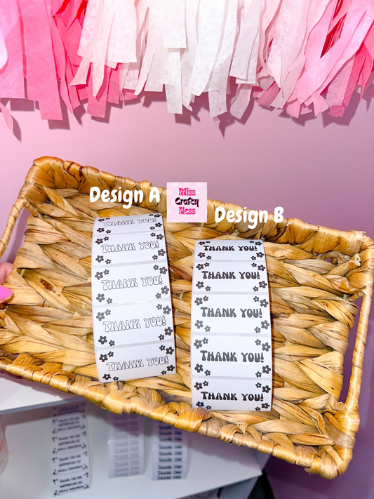 2x1 Thank you floral thermal labels