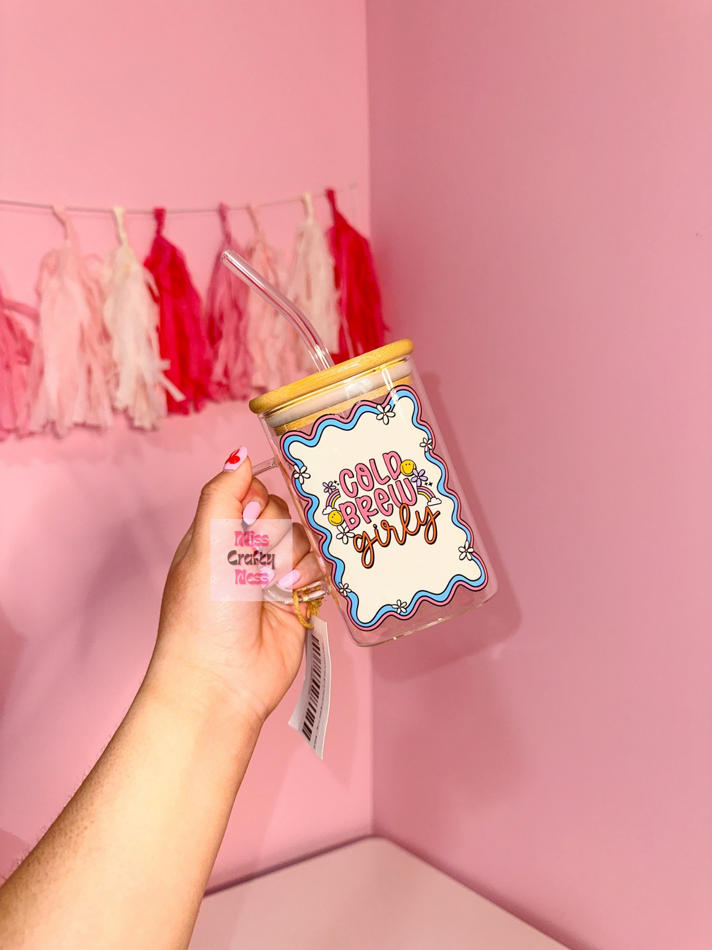 20oz cold brew girly square glass mug