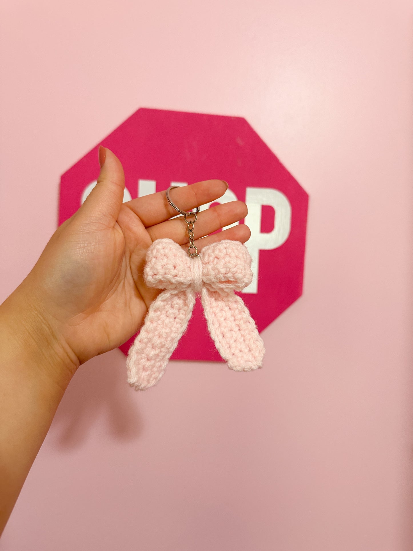 Crochet bow keychain