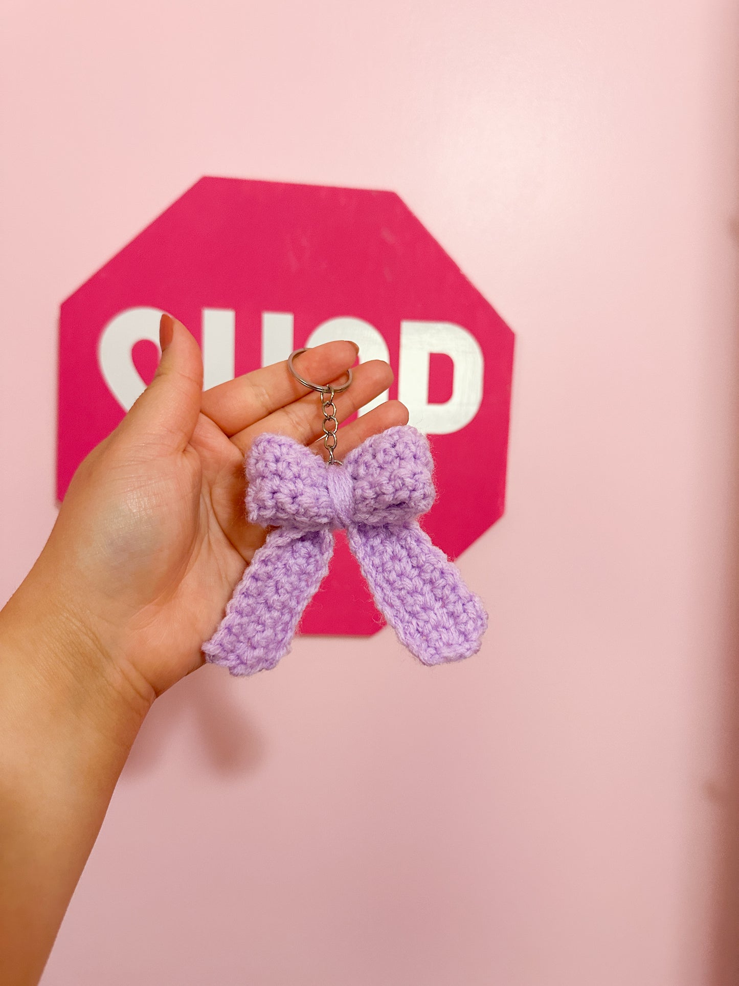 Crochet bow keychain