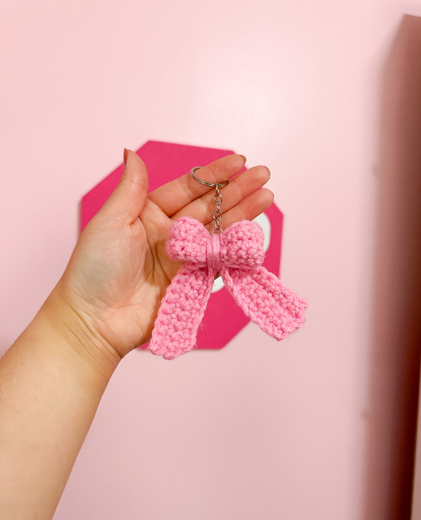 Crochet bow keychain