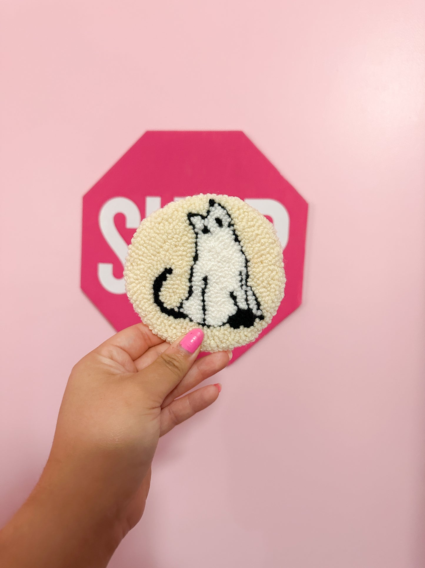 Ghost cat mug rug coaster