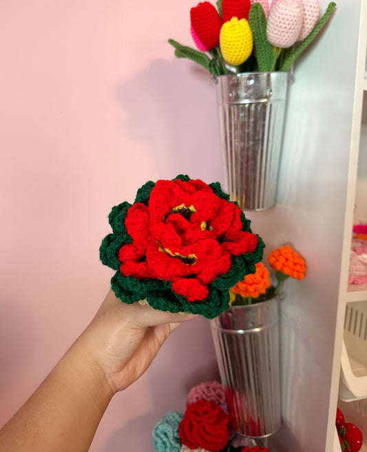 Crochet poinsettia pot (4 coasters)