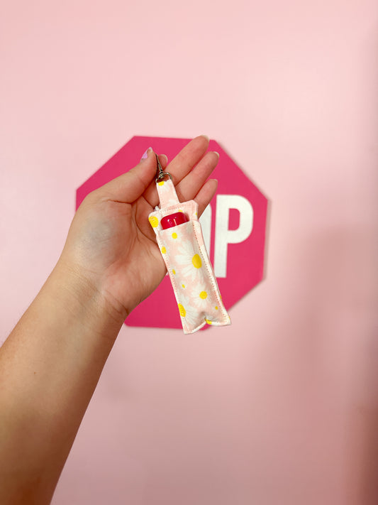 Floral lip balm holder keychains