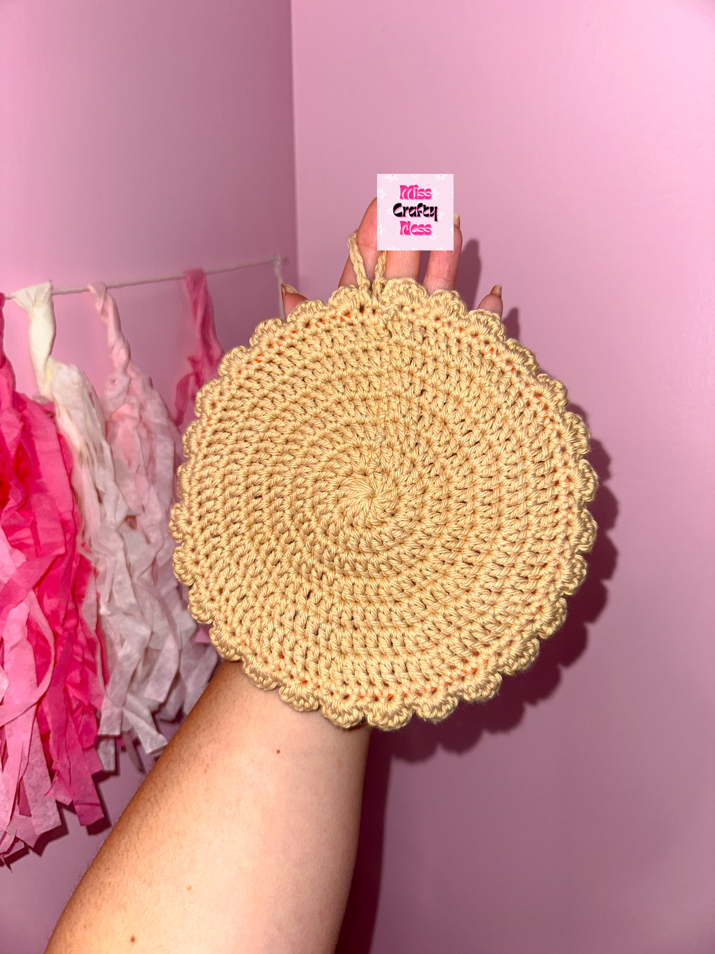 Crochet pumpkin pie pot holder (100% cotton)