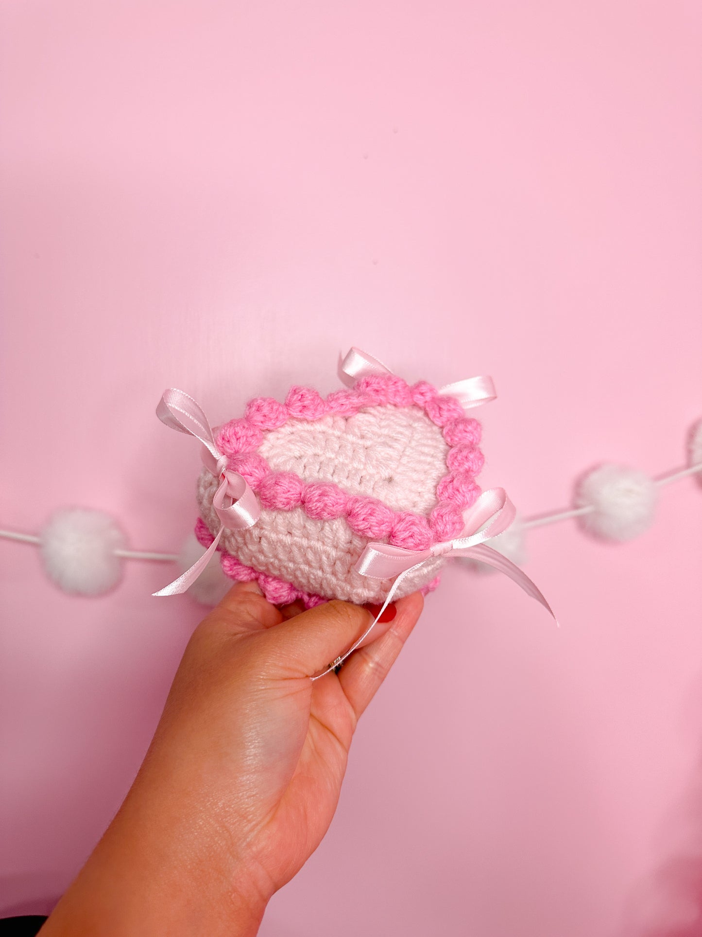 Crochet heart cake