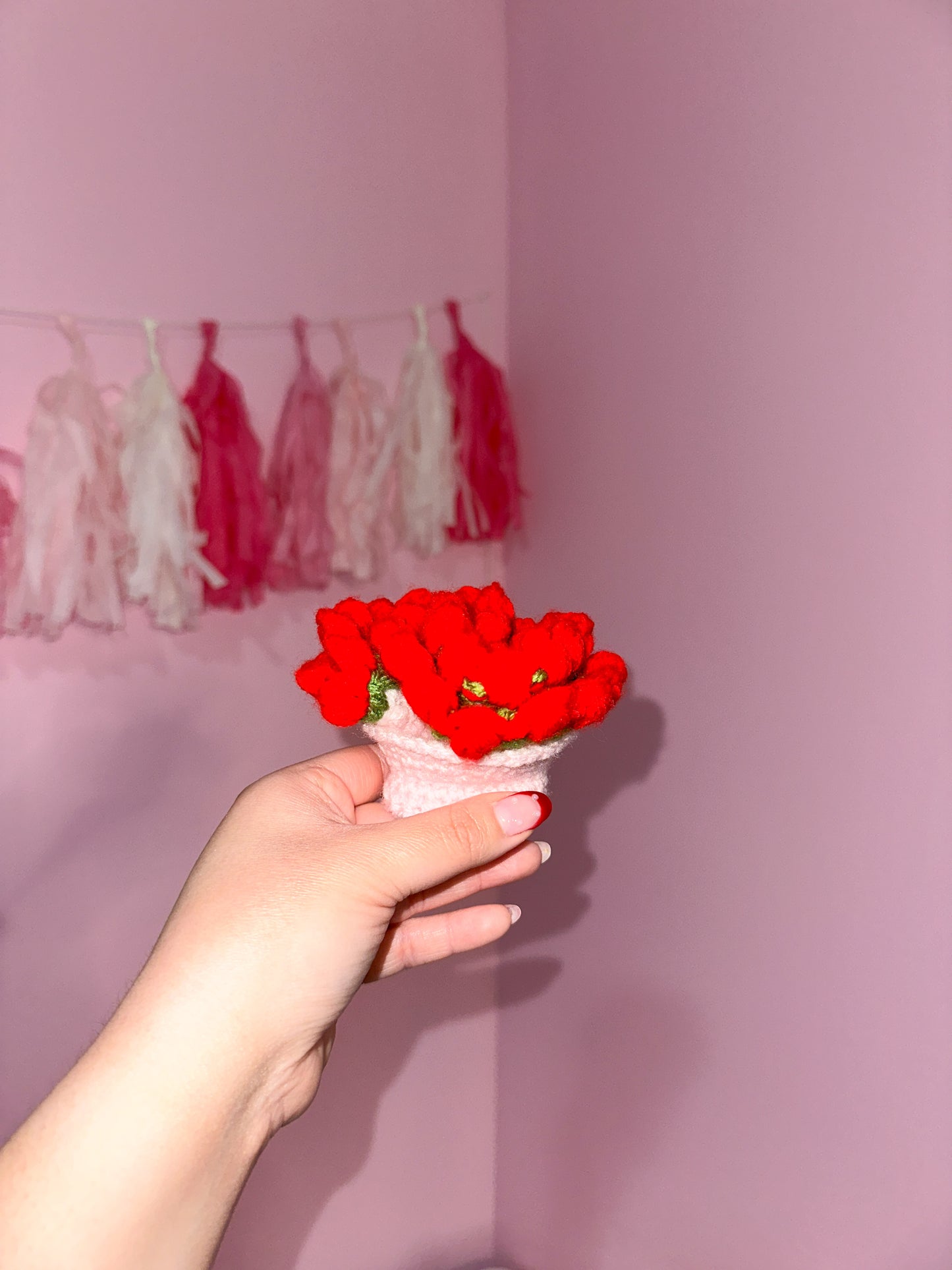 Red tulip bouquet coaster