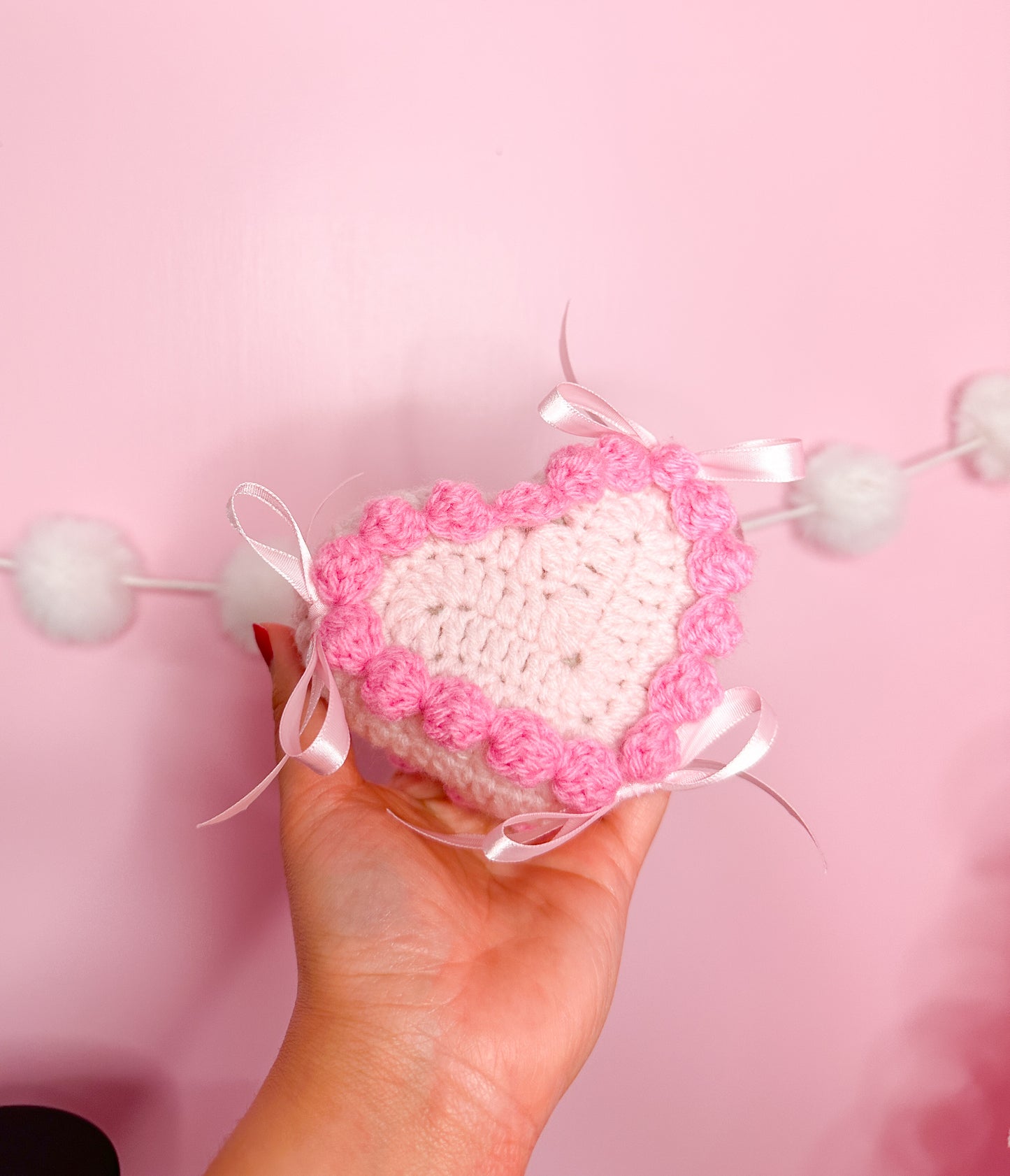 Crochet heart cake