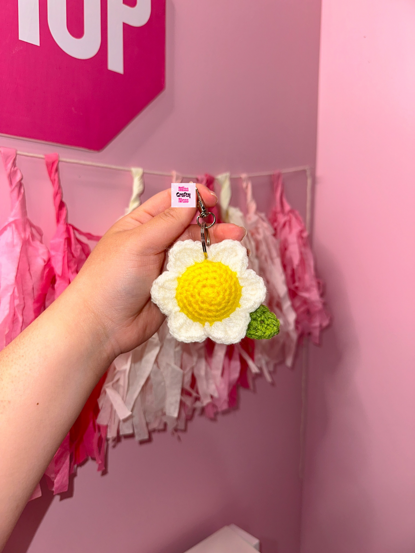 Crochet Daisy keychain