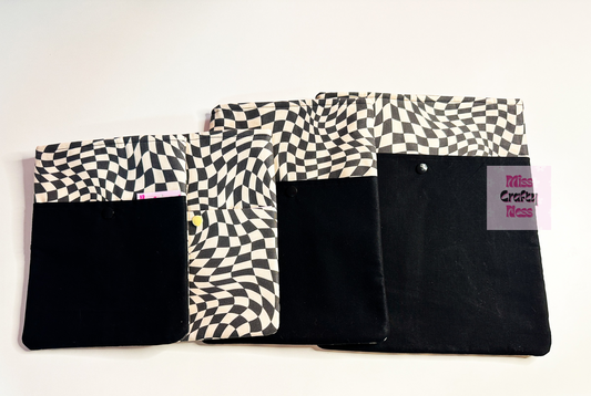 Black checkered book sleeves