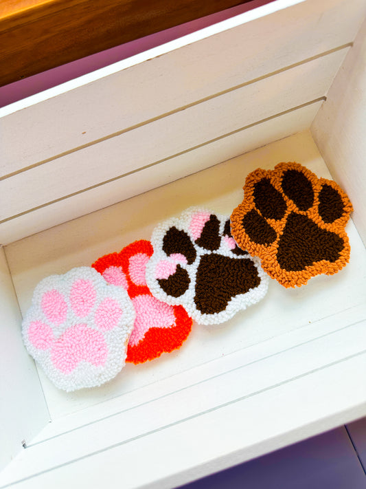 Paw print mug rug coaster