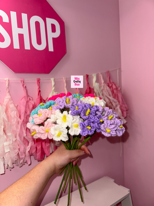 Crochet forget-me-nots