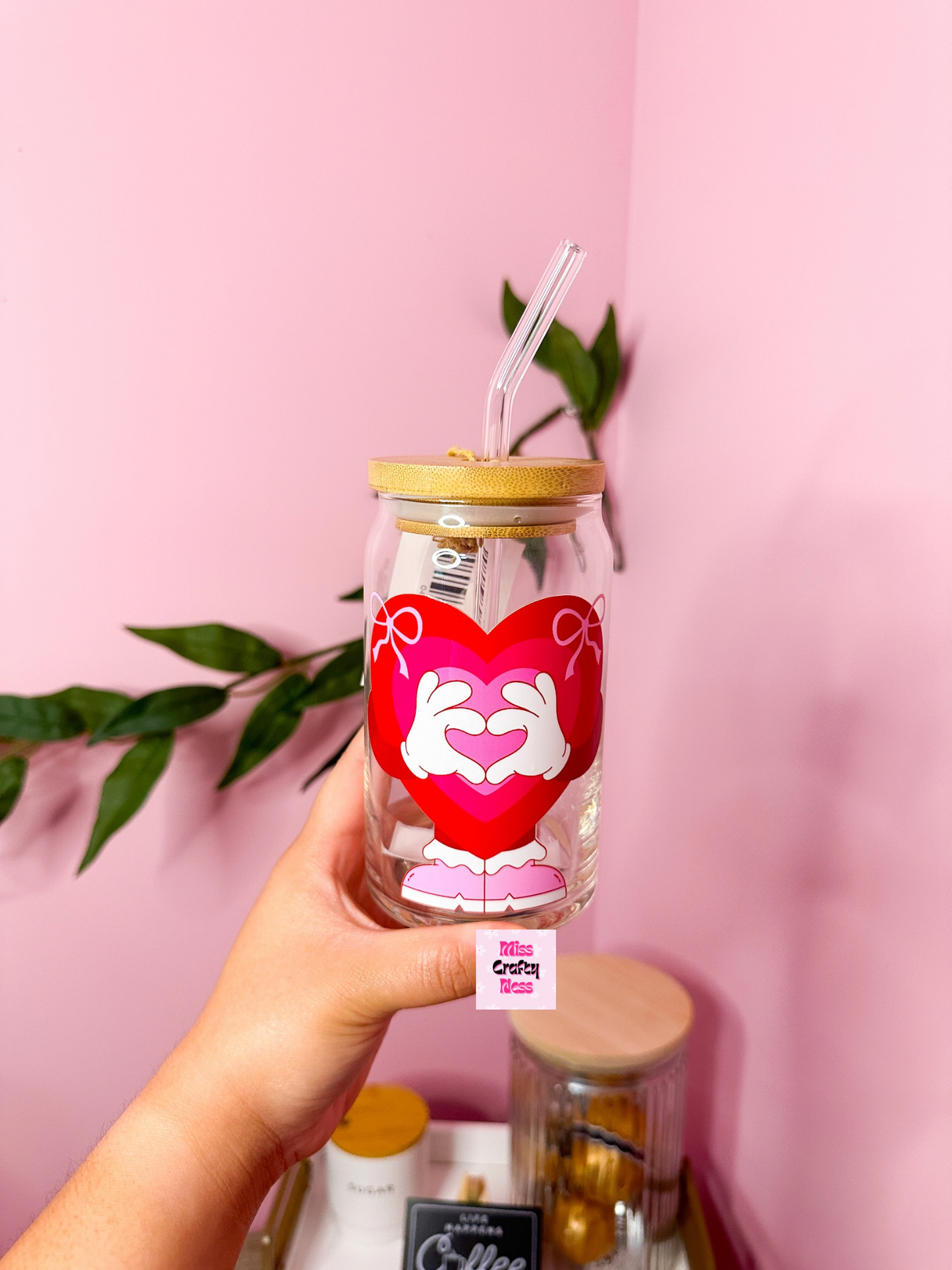 16oz heart can glass