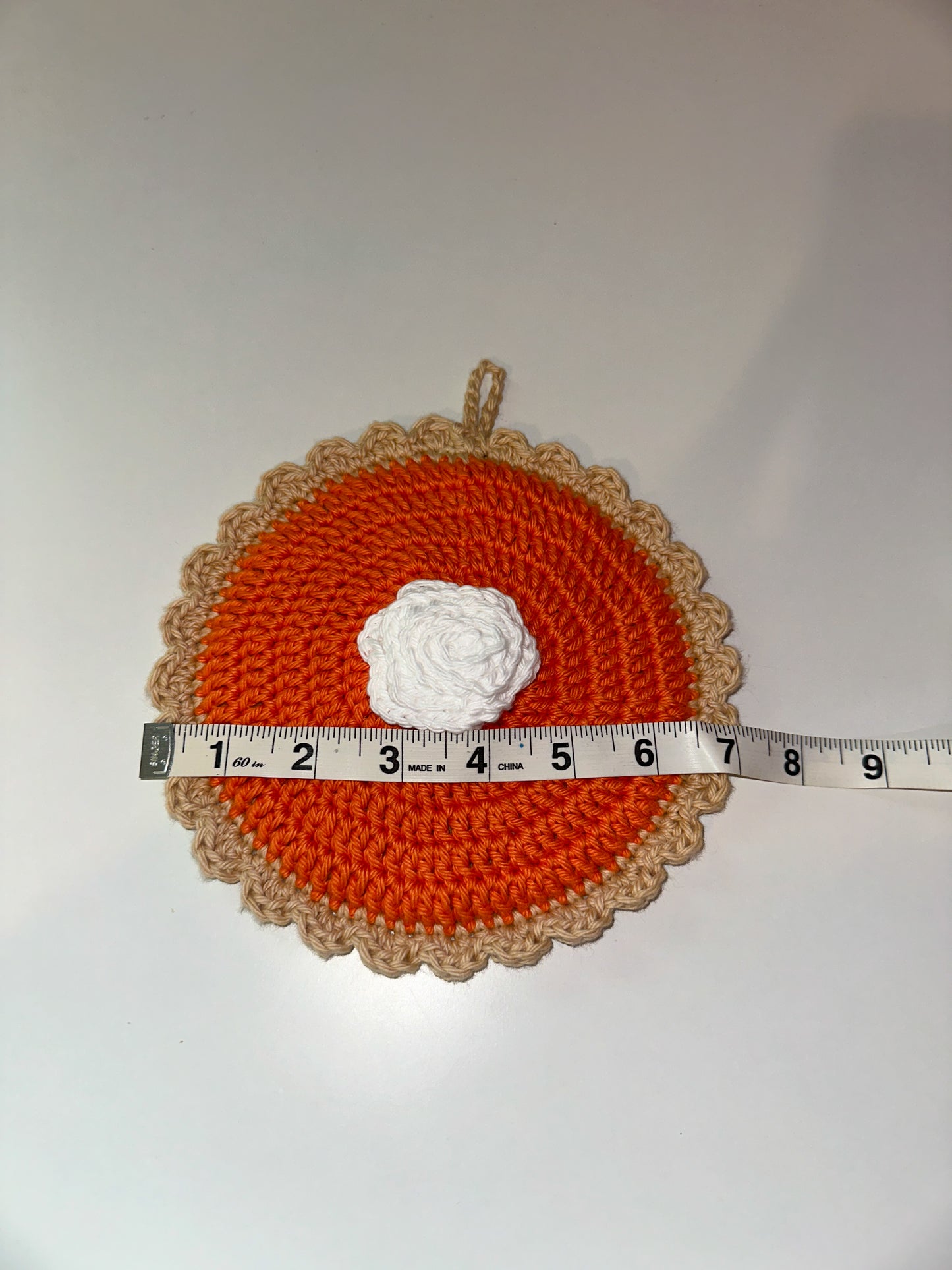 Crochet pumpkin pie pot holder (100% cotton)