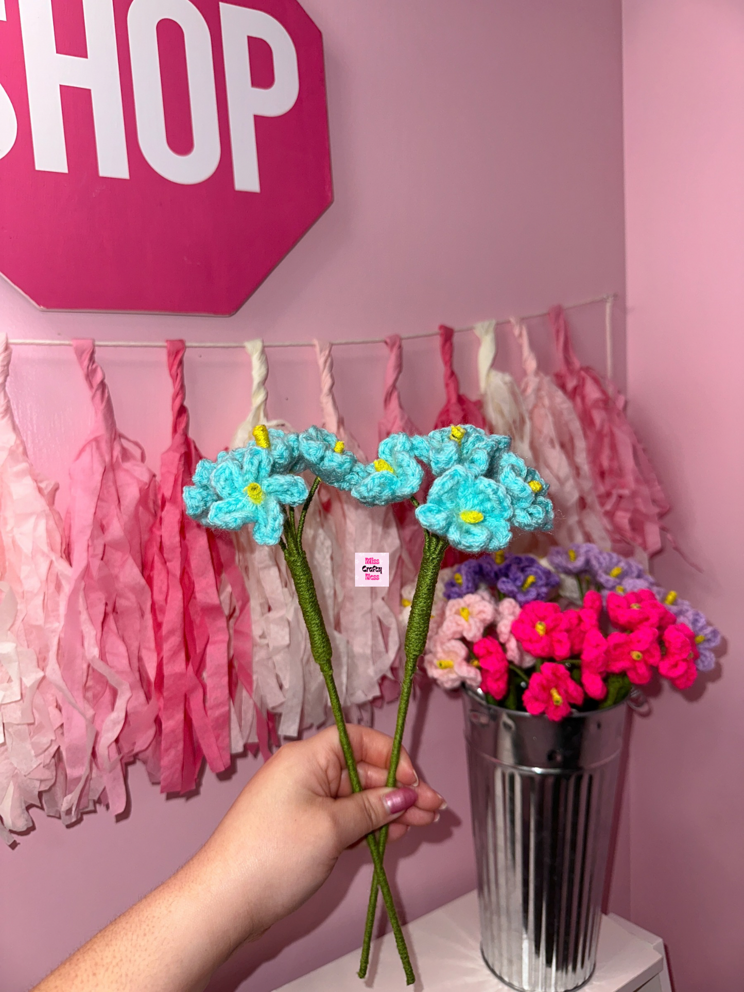 Crochet forget-me-nots
