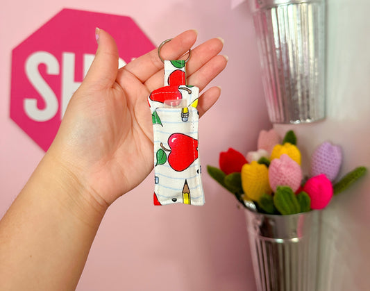 Teacher lip balm holder keychain