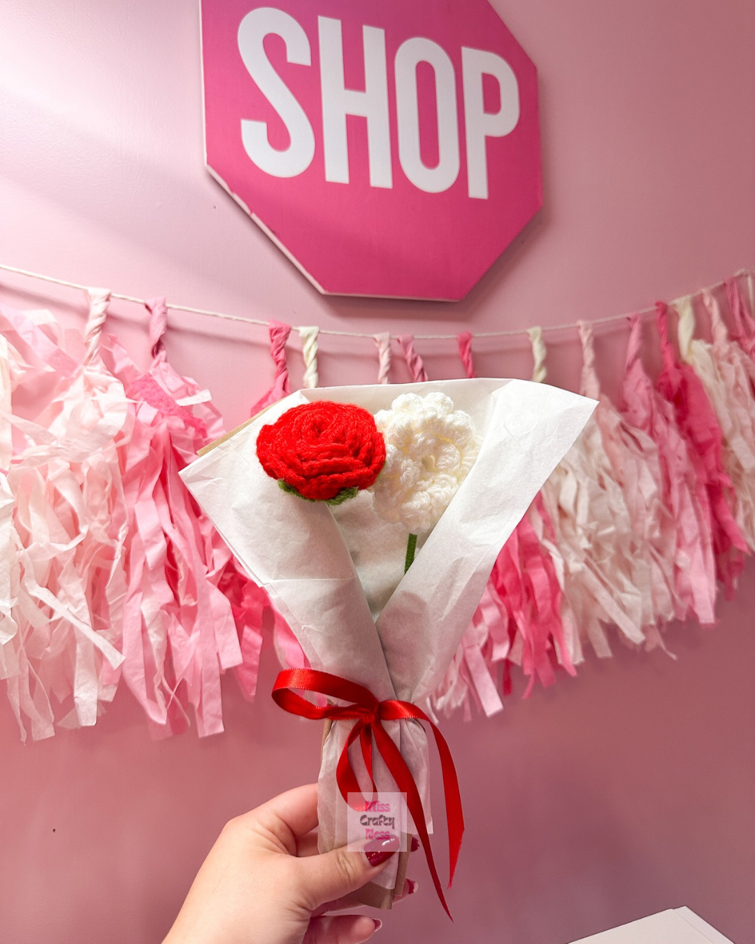 Crochet 2-count flower bouquet