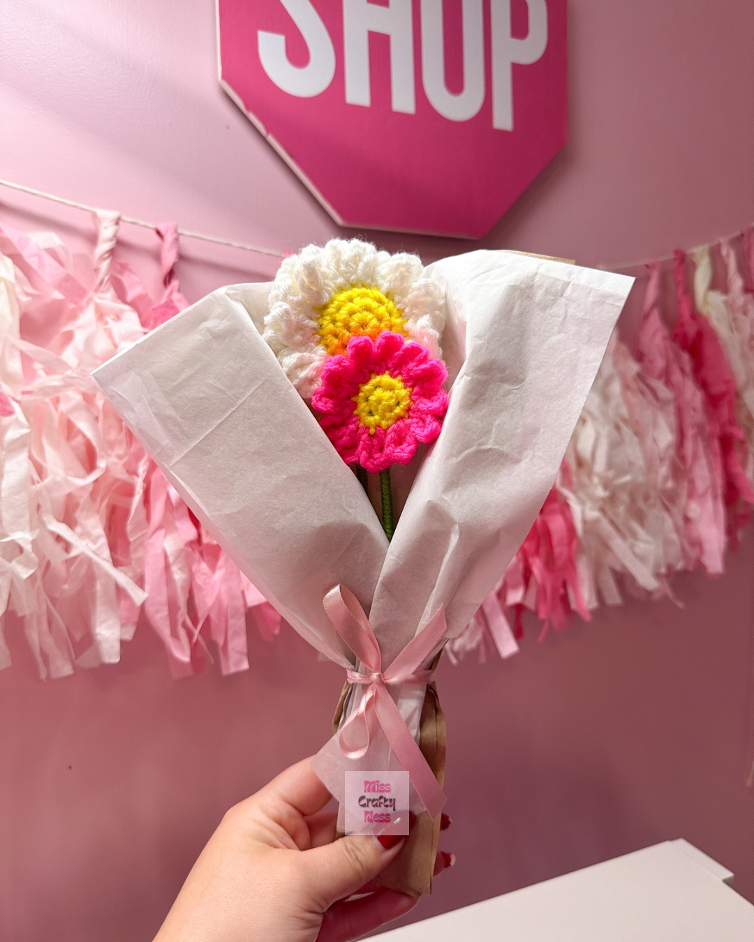 Crochet 2-count flower bouquet