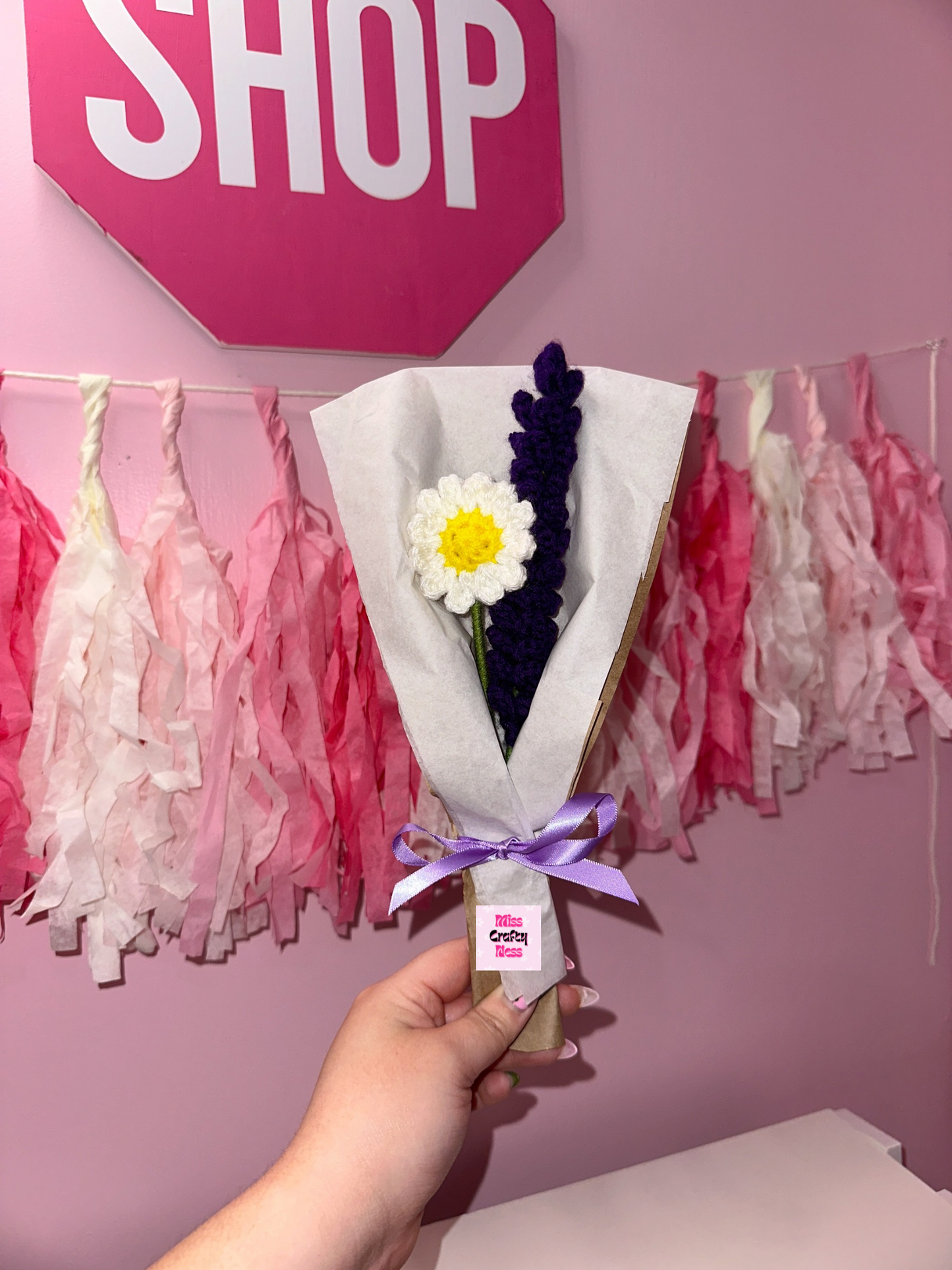 Crochet 2-count flower bouquet