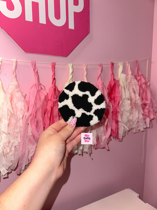 Cow print mug rug coaster