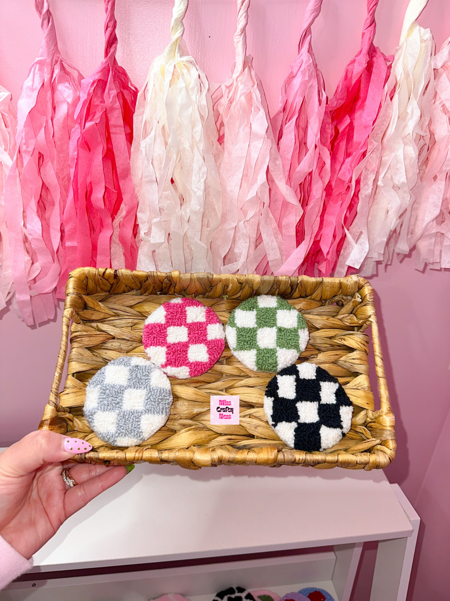 2-pack checkered mug rug car coasters