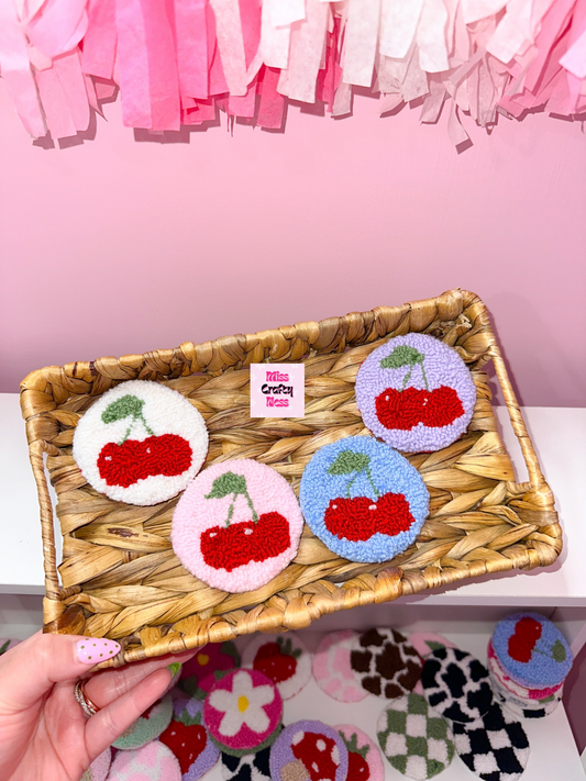 2-pack cherry mug rug car coasters