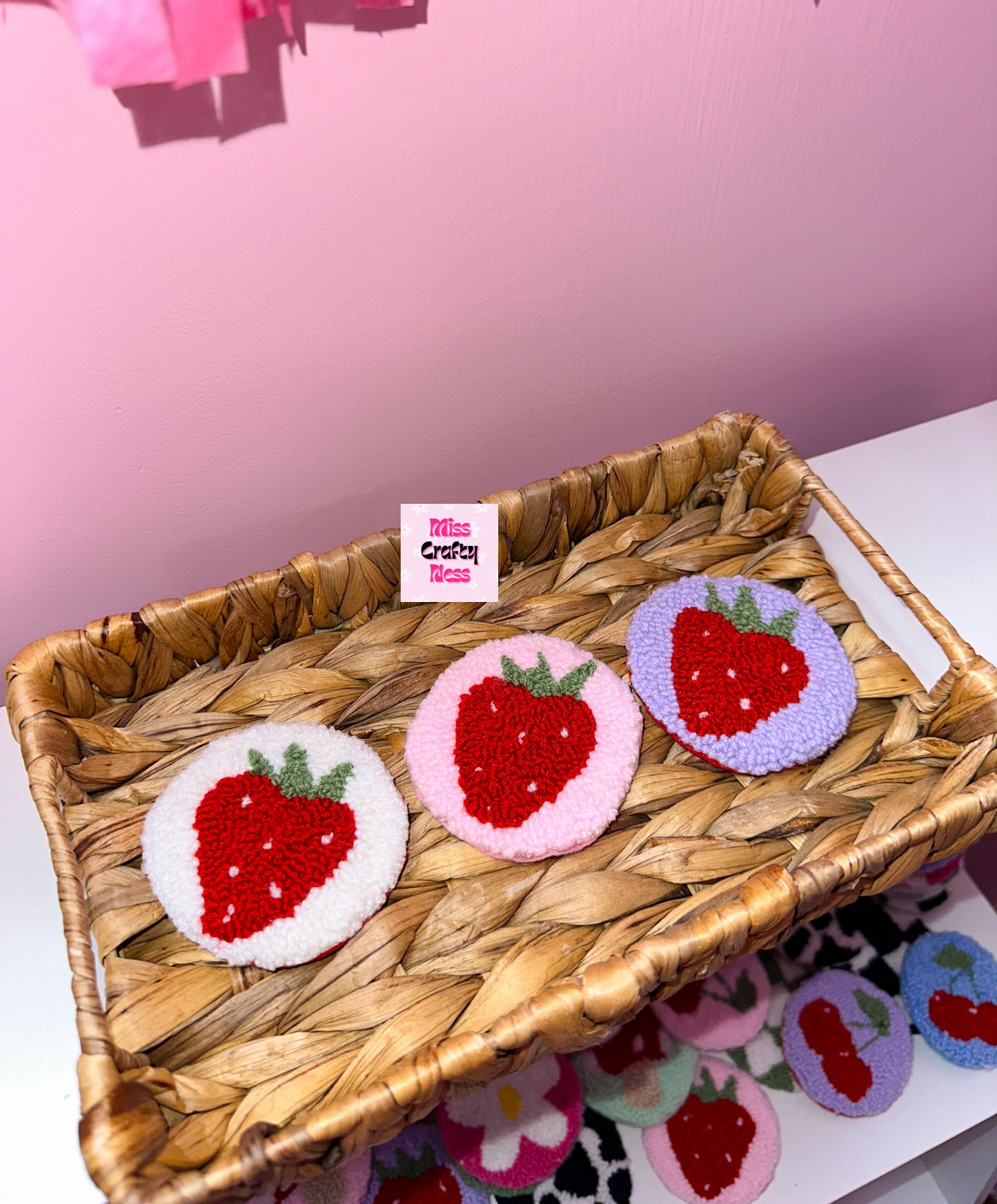2-pack Strawberry mug rug car coasters