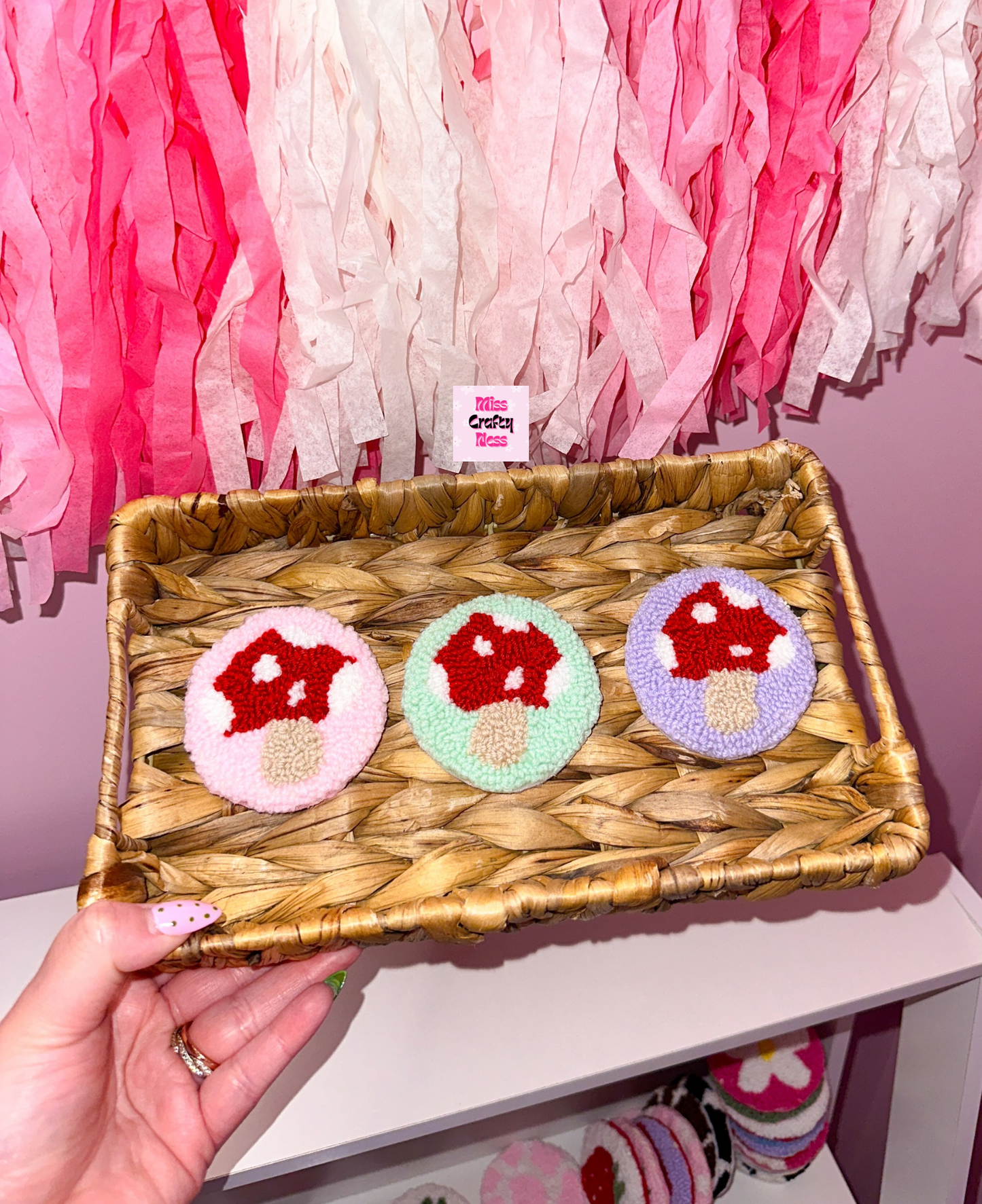 2-pack Mushroom mug rug car coasters