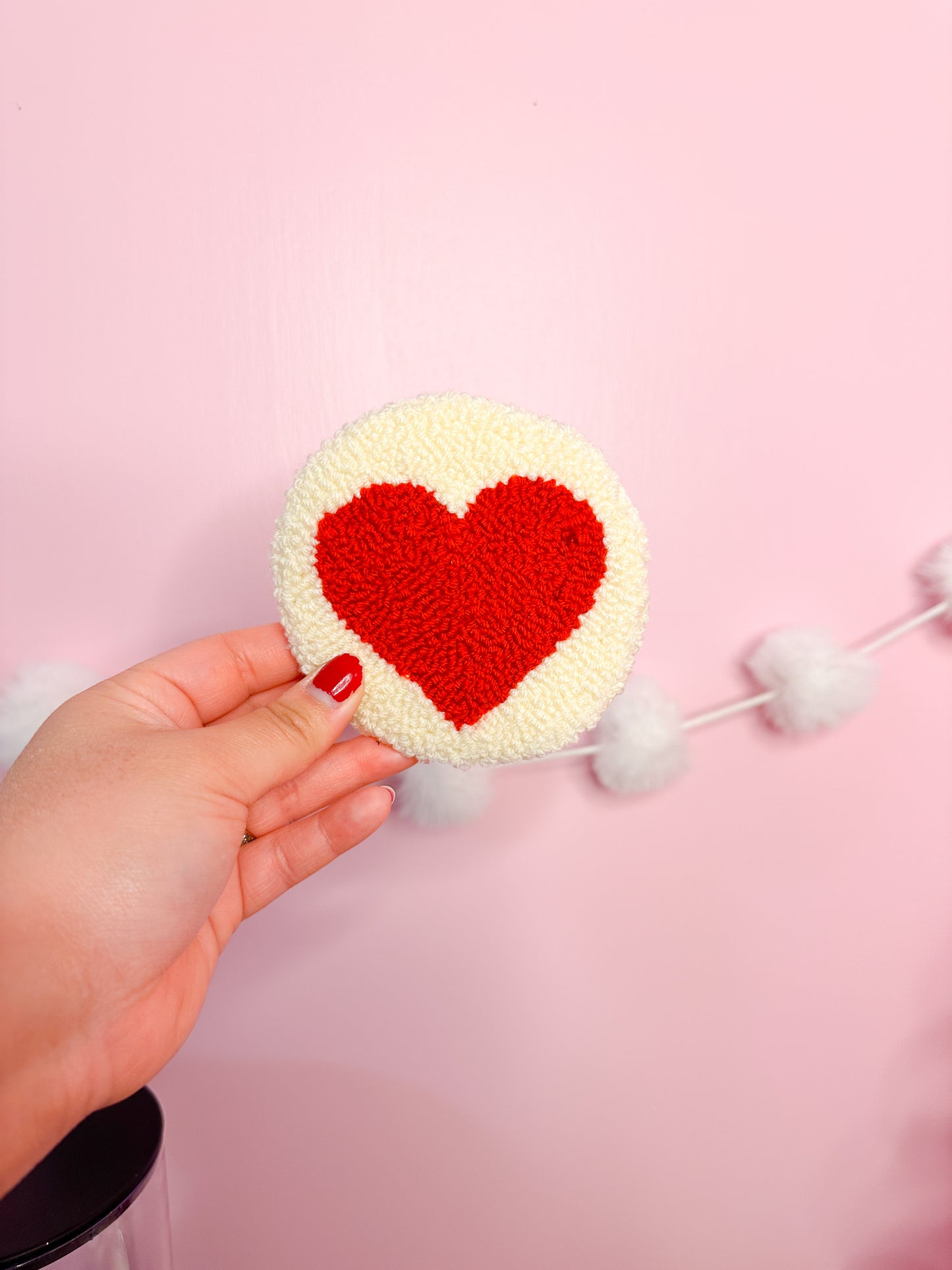 Red heart mug rug coaster