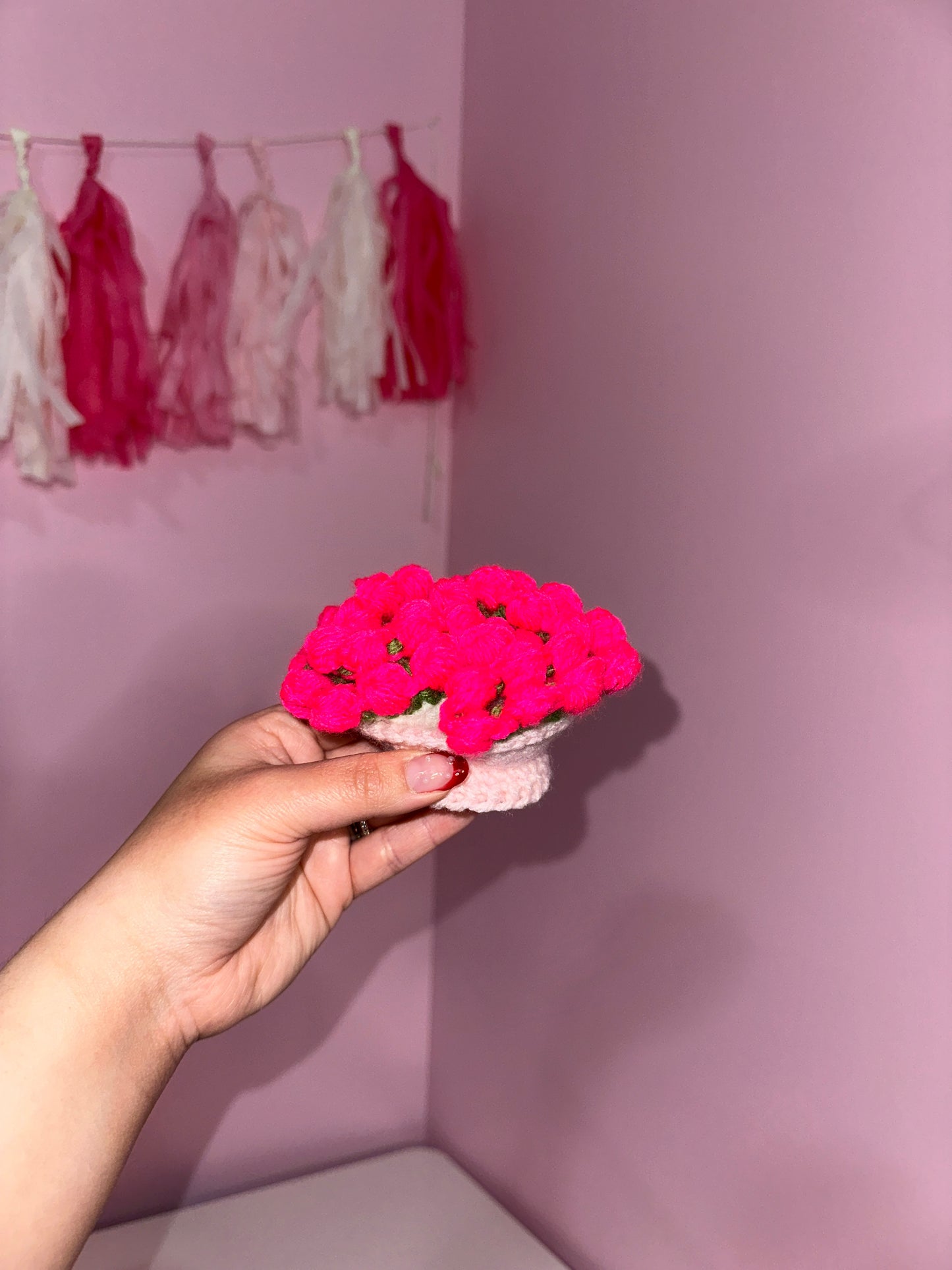 Hot pink tulip bouquet coaster