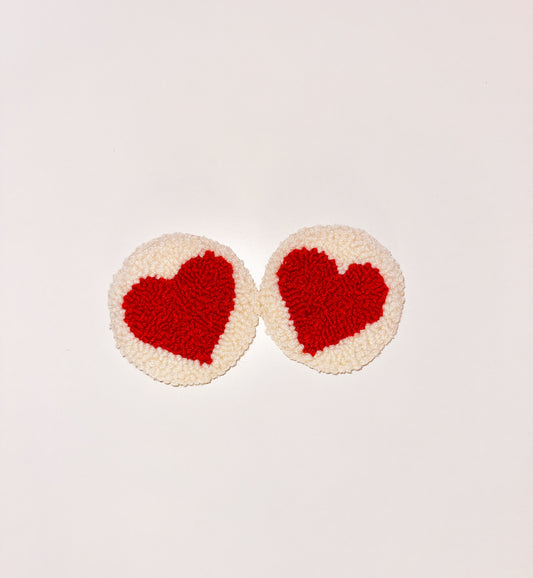 Red heart car coasters (2-pack)