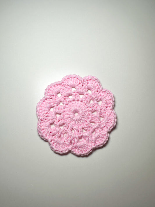 Crochet Pink floral coaster