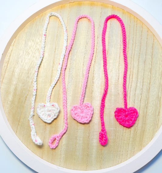 Crochet heart wrap bookmark