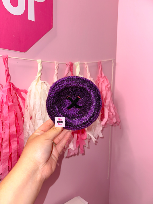 Crochet puffy button tray/coaster