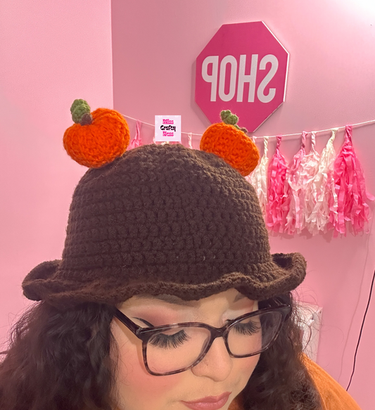 Crochet pumpkin bucket hat