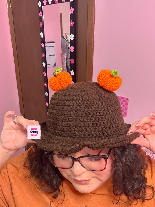Crochet pumpkin bucket hat