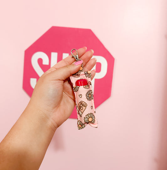Coffee Lip balm holder keychain