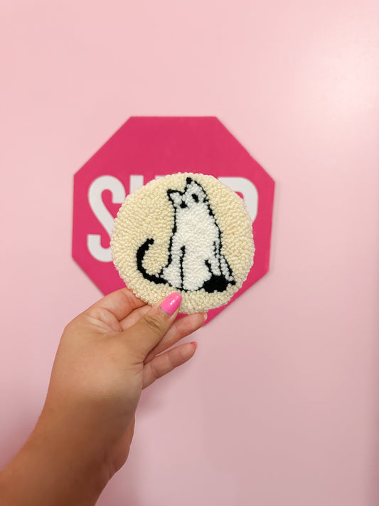 Ghost cat mug rug coaster