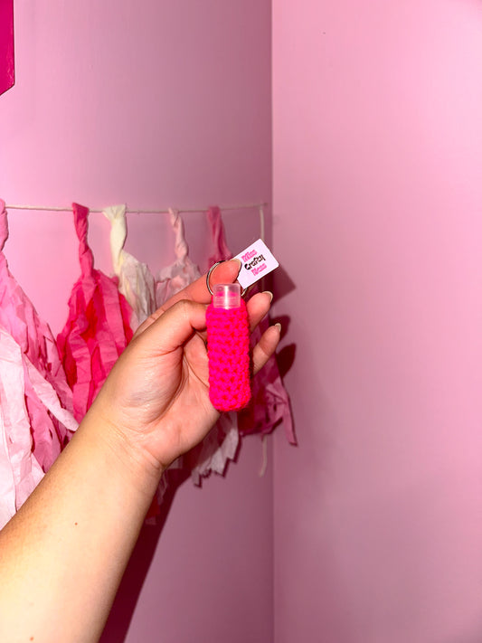 Crochet lip balm holder keychain