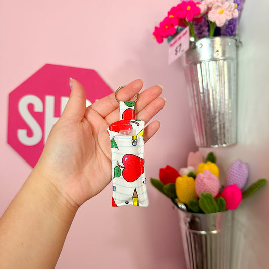 Teacher lip balm holder keychain