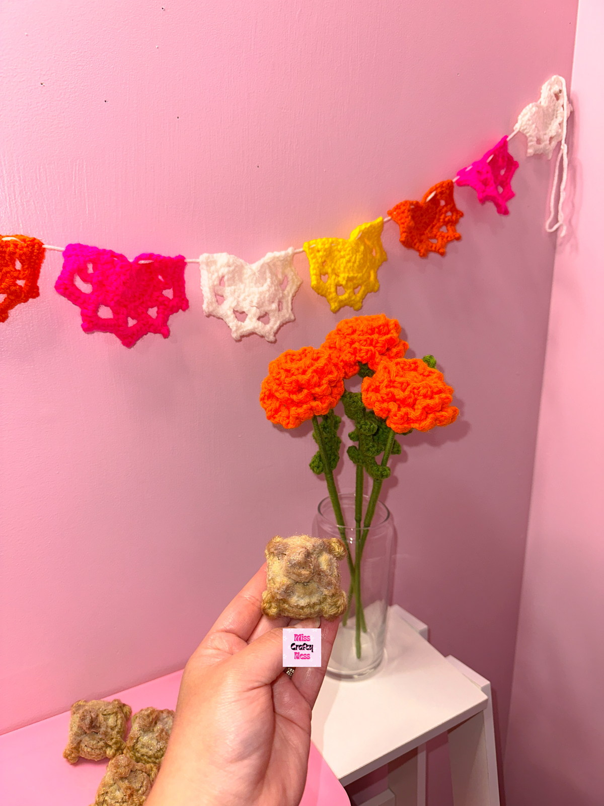 Mini crochet pan de muerto decor