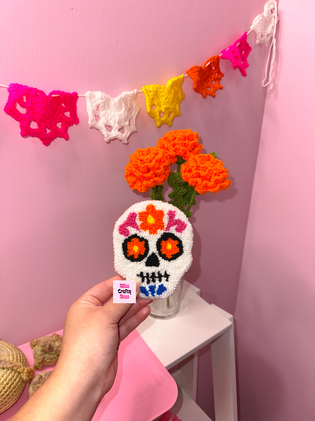 Sugar skull mug rug coaster