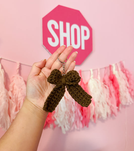 Crochet bow keychain