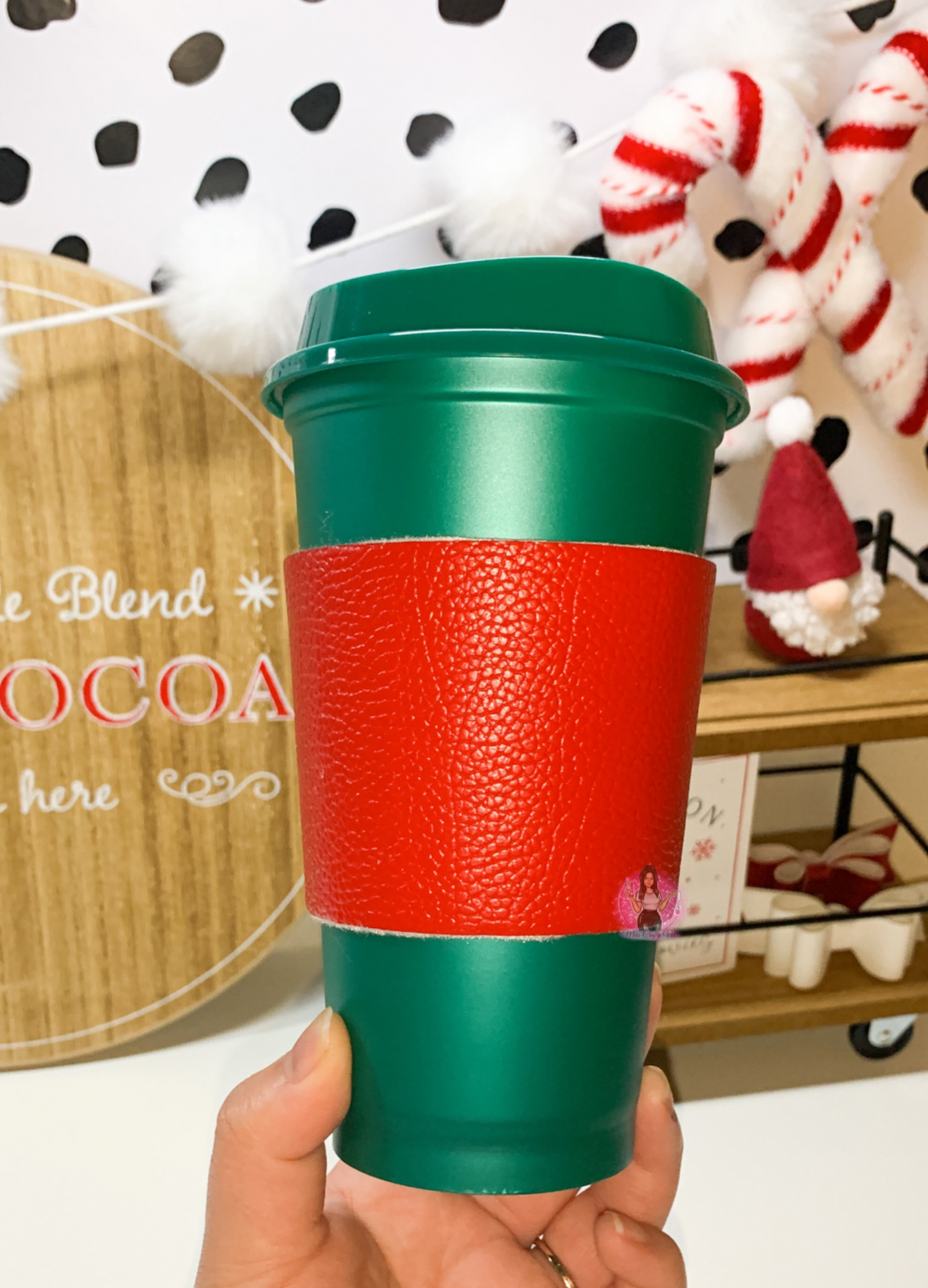 Red reusable hot cup sleeve